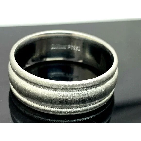 Scott Kay Men's Wedding Band Platinum Milgrain 7.6mm Wide Ring Size 10.5
